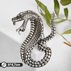 Брошь «Змея» кобра, цвет белый в чернёном серебре - фото 4964822