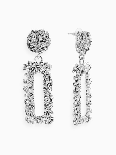 Серьги металл «Карибы», прямоугольные, цвет серебро