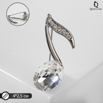 Брошь «Нота» из симфонии, белая в серебре