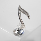 Брошь «Нота» из симфонии, белая в серебре - Фото 3