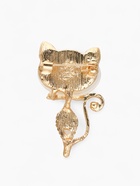 Брошь «Кошачий глаз», ласковая кошечка, бежевая в золоте - Фото 3