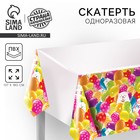 Скатерть одноразовая «С днём рождения», мишка, 180х130 см - Фото 1