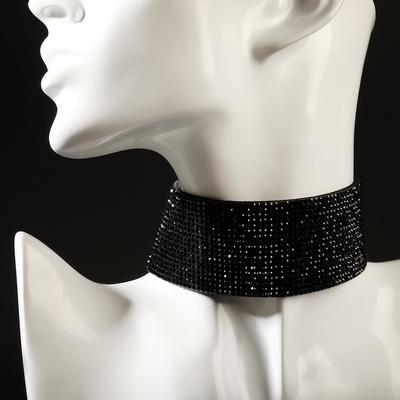 Чокер «Грация искры» широкий, цвет чёрный, L=31 см