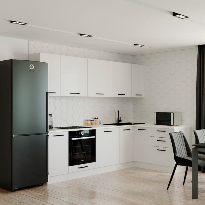 Кухня угловая «Жемчуг», со столешницей, 2600×1600 мм, цвет белый/мрамор марквина белый/жемчуг - Фото 1