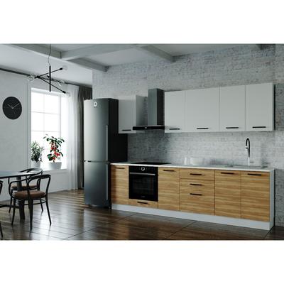 Кухня Лада 2800х600 Белый/Мрамор Марквина белый/ Жемчуг,Дуб крафт 575240