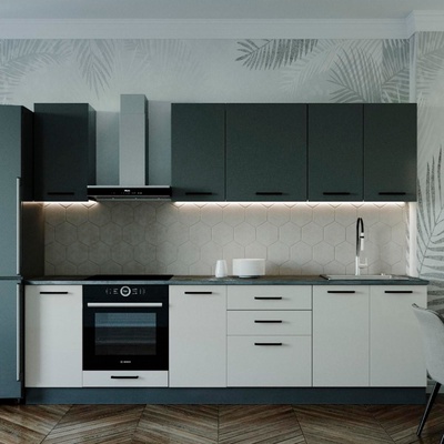 Кухня прямая «Лофт», со столешницей, 2800×600 мм, цвет детройт/антрацит/жемчуг