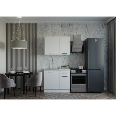 Кухня Жемчуг 1000х600 Белый/Мрамор Марквина белый/ Жемчуг