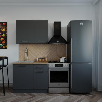 Кухня Антрацит 1000х600 Антрацит/ Дуб Вотан/ Антрацит