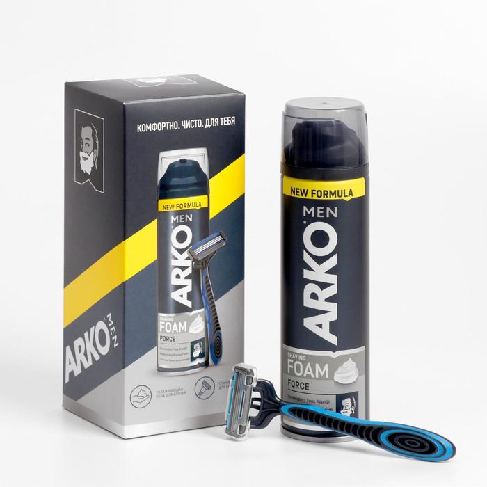 Набор ARKO: пена для бритья Force, 200 мл + станок System, 1 шт. - Фото 1
