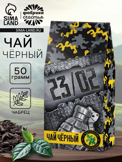 Чай в домике, чёрный со вкусом чабреца «23/02», 50 г