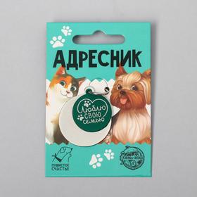 Адресник под гравировку + подвес «Люблю свою семью», верхняя часть d=2,2 см, нижняя d=3 см, цвет зелёный 5226854