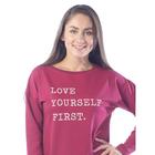 Платье-футболка Love yourself first, размер 50, цвет бордовый - Фото 5