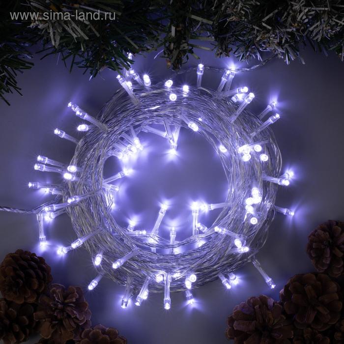 Гирлянда Нить 10 м , IP44, УМС, прозрачная нить, 100 LED, свечение белое, фиксинг, 24 В