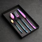 Набор столовых приборов из нержавеющей стали Magistro «Джентри», 4 предмета, цвет неоновый - Фото 4