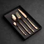 Набор столовых приборов из нержавеющей стали Magistro «Джентри», 4 предмета, цвет бронзовый - фото 24474709