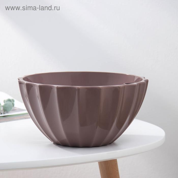 Кашпо для цветов с автополивом «Ракушка», 2.4 л, d=22 см, h=10.5 см, цвет мокко - Фото 1