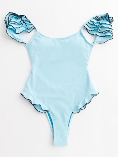 Купальник женский слитный MINAKU Summer rose, размер 48, голубой
