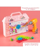 Конструктор в чемоданчике «Волшебный город», с электрическим шуруповёртом, 4 карточки, 57 деталей - Фото 9