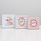 Набор коробок 3 в 1 "Парочка фламиго", 19 х 19 х 9,5 - 15,5 х 15,5 х 6,5 см - фото 24724724