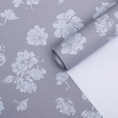 Бумага упаковочная крафт "Цветы светло-серые", 0,55 х 10 м, 70 г/м²