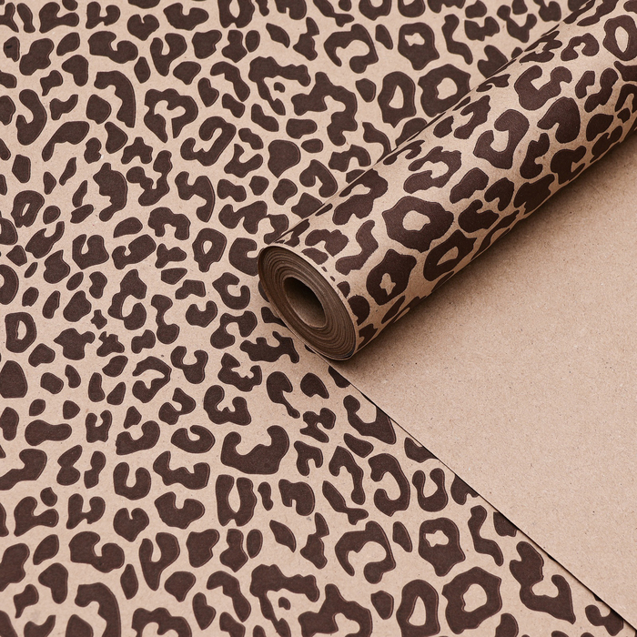 Бумага упаковочная крафт "Леопард", 0,6 х 10 м, 70 г/м² - Фото 1