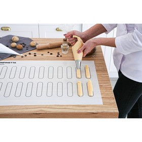 Коврик для выпечки армированный KONFINETTA «Эклер», силикон, 40×60 см, 0.4 мм, белый