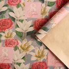 Бумага упаковочная крафтовая «Цветы на 8 марта», 50 х 70 см - фото 318445419
