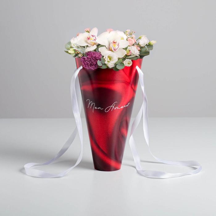 Конверт‒конус для цветов «Mon amour», 24 × 27 см, Ø 15 см - Фото 1