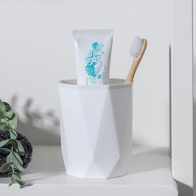 Стакан для зубных щёток «Призма», 9.5×9.5×11 см, белый
