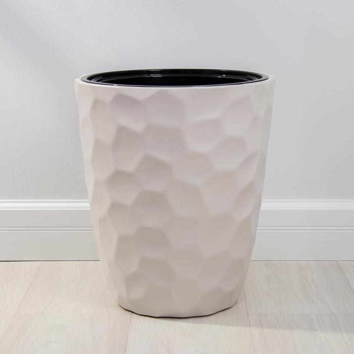 Кашпо для цветов со вставкой «Мозаика», 19.5 л (9 л), цвет кремовый - Фото 1