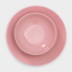 Набор тарелок керамических Доляна «Пастель», 18 предметов: 6 тарелок d=19 см, 6 тарелок d=27 см, 6 мисок d=19 см, цвет розовый - Фото 5