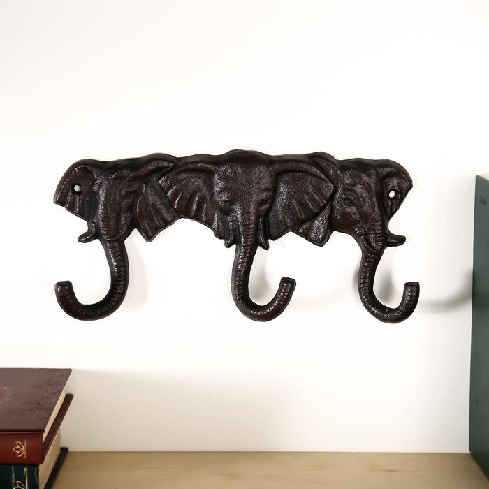 Крючки декоративные металл "Три слона" 12х25,5х4 см - Фото 1