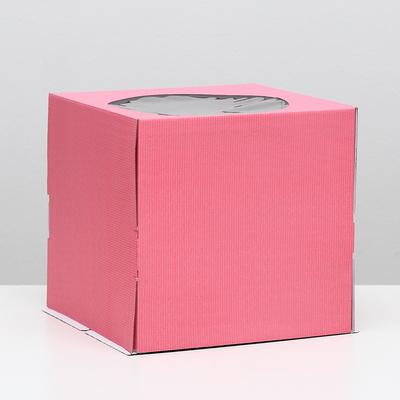 Кондитерская коробка, с окном, алая, 30 х 30 х 30 см