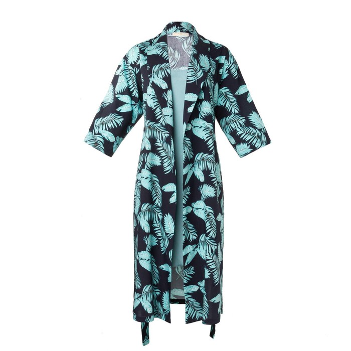 Комплект женский домашний (халат, комбинация) KAFTAN, размер 44-46, бирюзовый, синий
