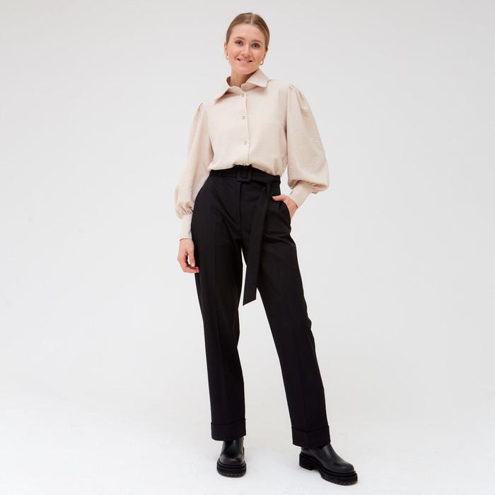 Брюки женские прямые MINAKU, цвет чёрный, размер 42