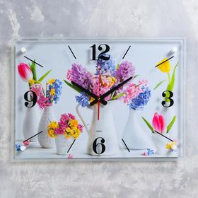 Часы-картина настенные "Цветы в вазах" 40х56 см, плавный ход