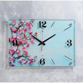 Часы настенные, интерьерные "Цветы сакуры", бесшумные, 41 х 57 см
