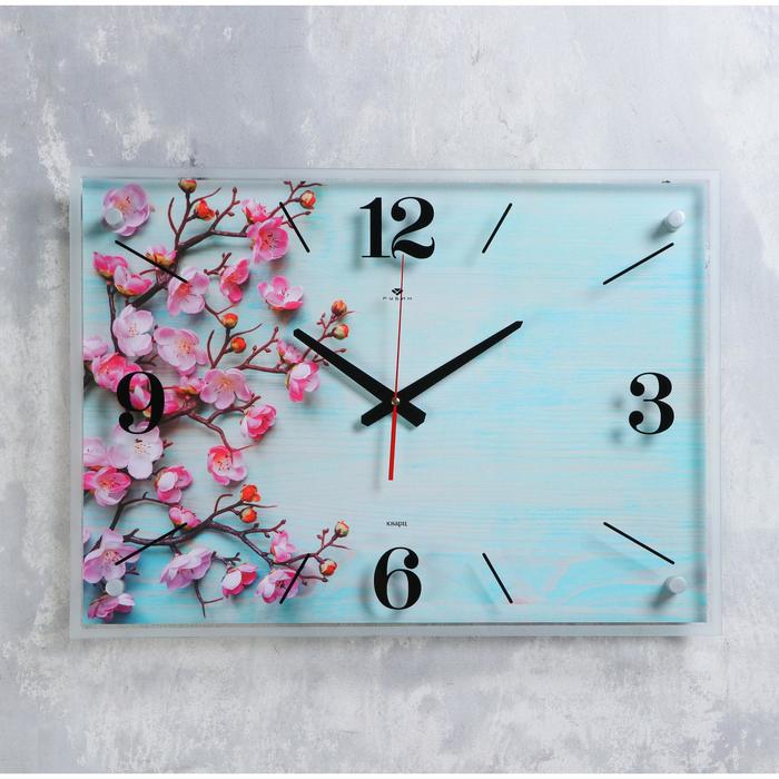 Часы настенные "Цветы сакуры", плавный ход, 41 х 57 см