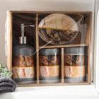 Набор аксессуаров для ванной комнаты «Янтарь», 4 предмета (мыльница, дозатор для мыла, 2 стакана) - Фото 4