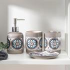 Набор аксессуаров для ванной комнаты «Рим», 4 предмета (мыльница, дозатор для мыла 370 мл, 2 стакана 370 мл), цвет серый - Фото 1