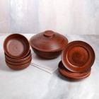 Набор посуды из красной глины "Эко", 9 предметов: сковорода 3,5 л, глубокие тарелки 0.8 л, плоские тарелки 20 см - Фото 2