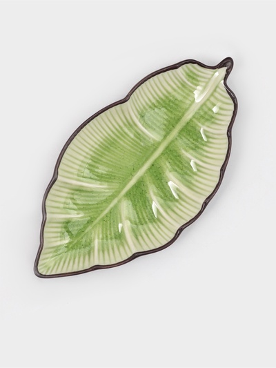 Блюдо сервировочное «Таллула. Лист», 18×9.5 см, керамика, зелёное