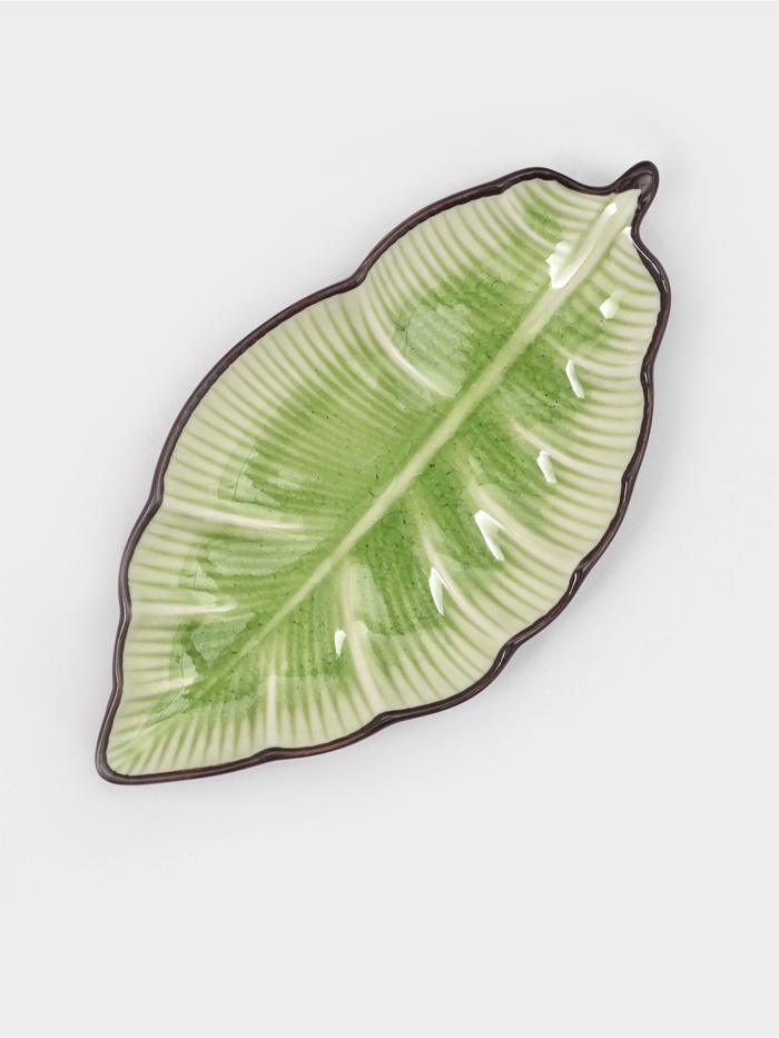 Блюдо сервировочное «Таллула. Лист», 18×9.5 см, керамика, зелёное - Фото 1