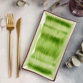Блюдо керамическое прямоугольное «Таллула», 21,5×12×2 см, цвет зелёный