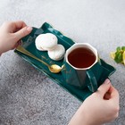 Чайная пара «Золотое копытце», 3 предмета: чашка 320 мл, тарелка 25×12×2 см, ложка, керамика, зелёный - Фото 6