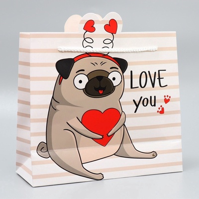 Пакет подарочный, упаковка, Love you, 25 × 22 × 10 см