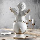 Статуэтка "Ангел на шаре со скрипкой", золотистая, гипс, 26х20х47 см - Фото 3