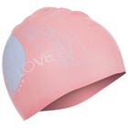 Шапочка для плавания Love, силиконовая, обхват 54-60 см, цвет розовый - Фото 3