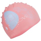 Шапочка для плавания Love, силиконовая, обхват 54-60 см, цвет розовый - Фото 4