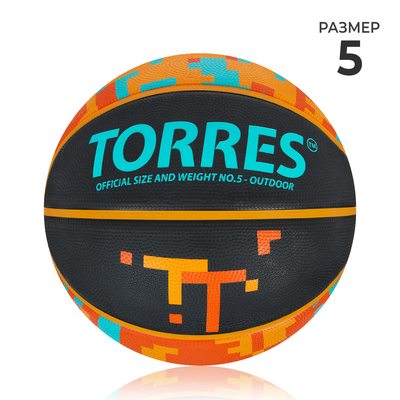 Мяч баскетбольный TORRES TT, B02125, резина, клееный, 8 панелей, р. 5